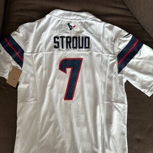 CJ Stroud Houston Texans White Jersey Blue Letters Mens Size Large and XL